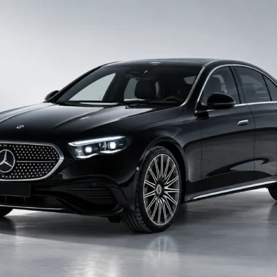 Mercedes Classe E noire pour service de chauffeur privé haut de gamme à Paris