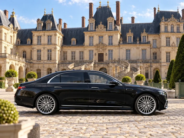 Mercedes S-Class in front of the Château de Fontainebleau