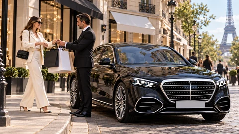 Chauffeur privé à l’heure avec Mercedes Classe S pour une journée shopping à Paris