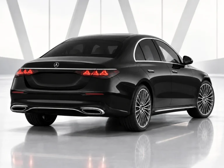 Mercedes Classe S – Vue arrière Mercedes Classe S noire vue arrière, berline avec chauffeur privé
